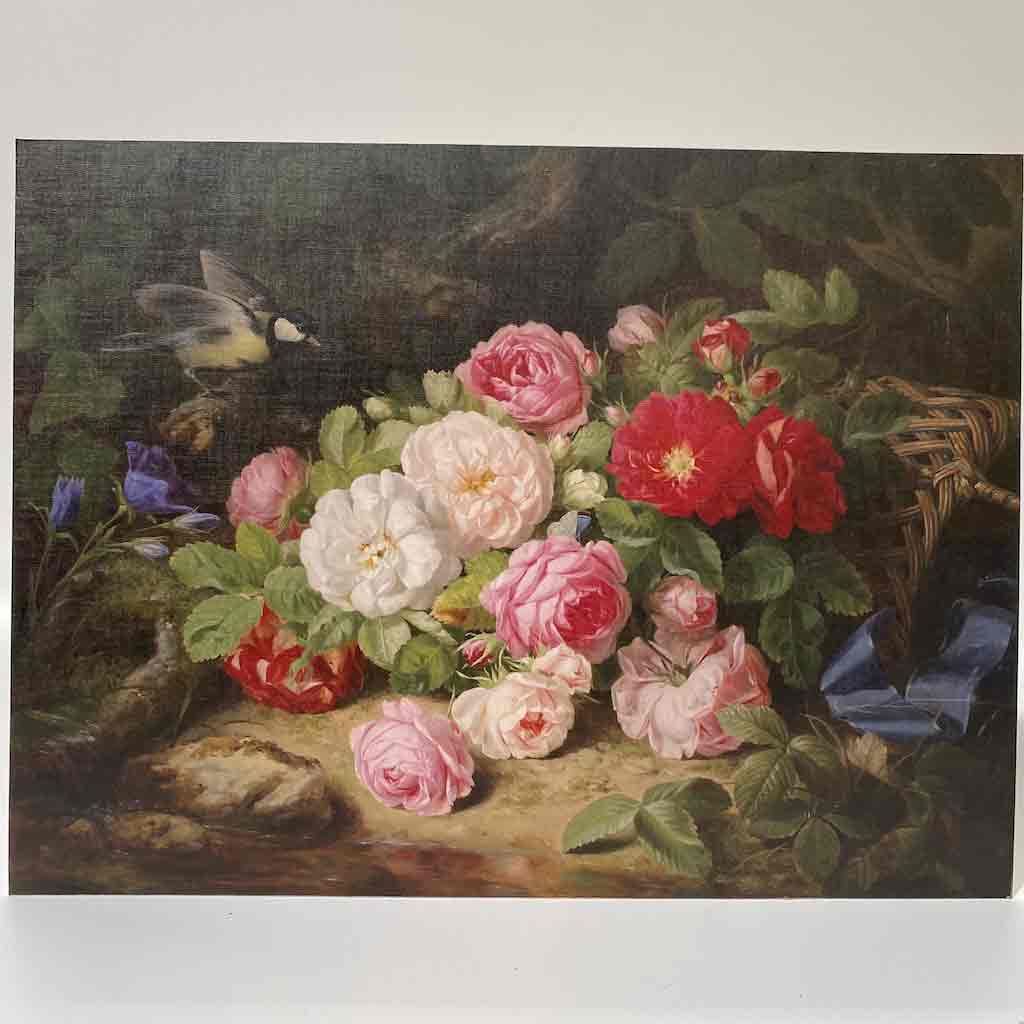 ARTWORK, Still Life Roses and Yellow Finch Bird 63 x 47cm  (Has Clearance )